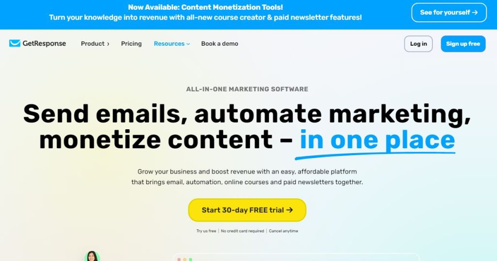 GetResponse homepage