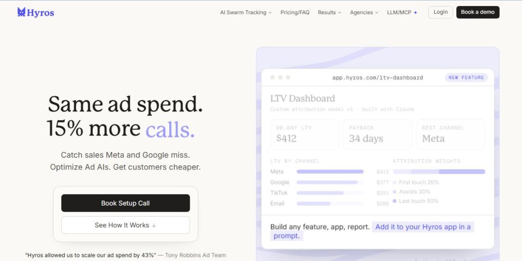 Hyros - best High ticket funnel tracking software
