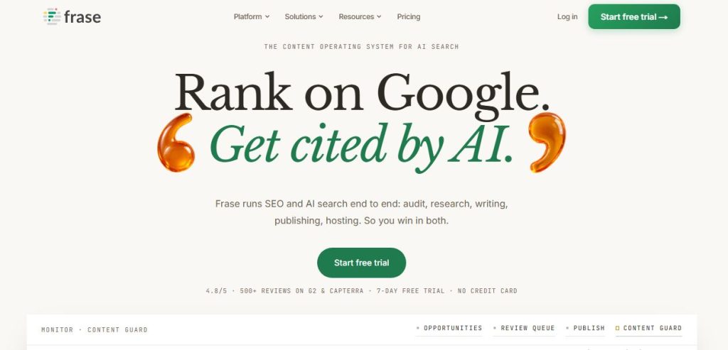 Frase AI SEO optimization tool