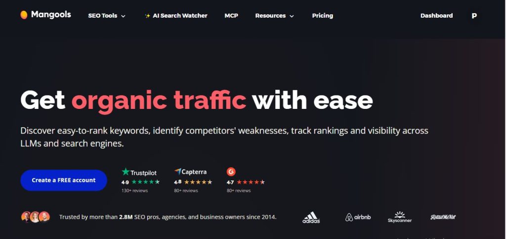 Mangools dashboard