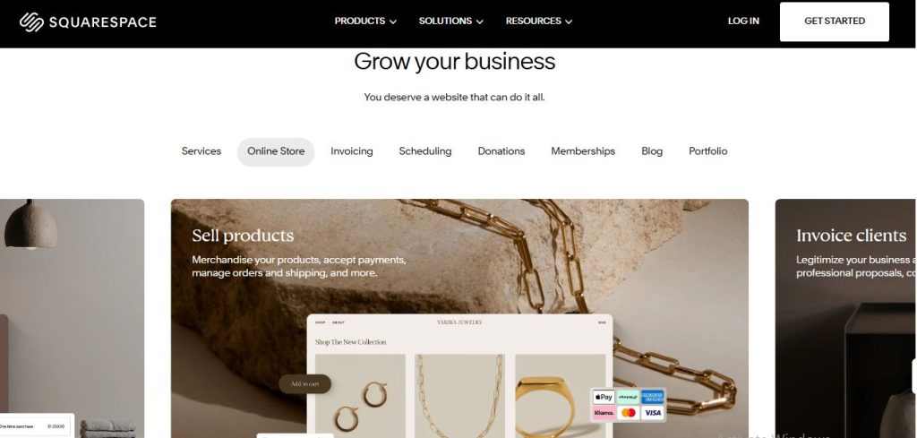Squarespace homepage