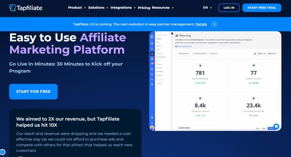 Tapfiliate Simple affiliate marketing software