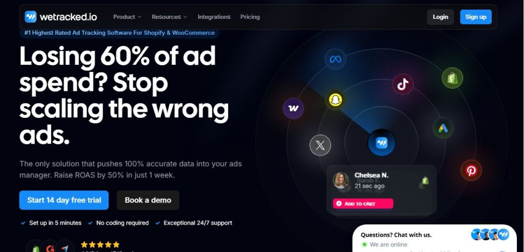 wetracked Ad tracking software for ecommerce